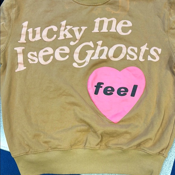 FREECITY Sz M 100% Brown Sweatshirt with Pink Heart Design - Picture 2 of 5